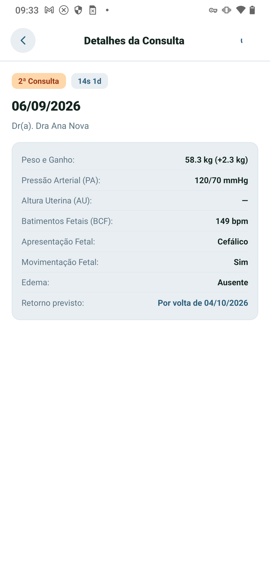 Detalhe da consulta